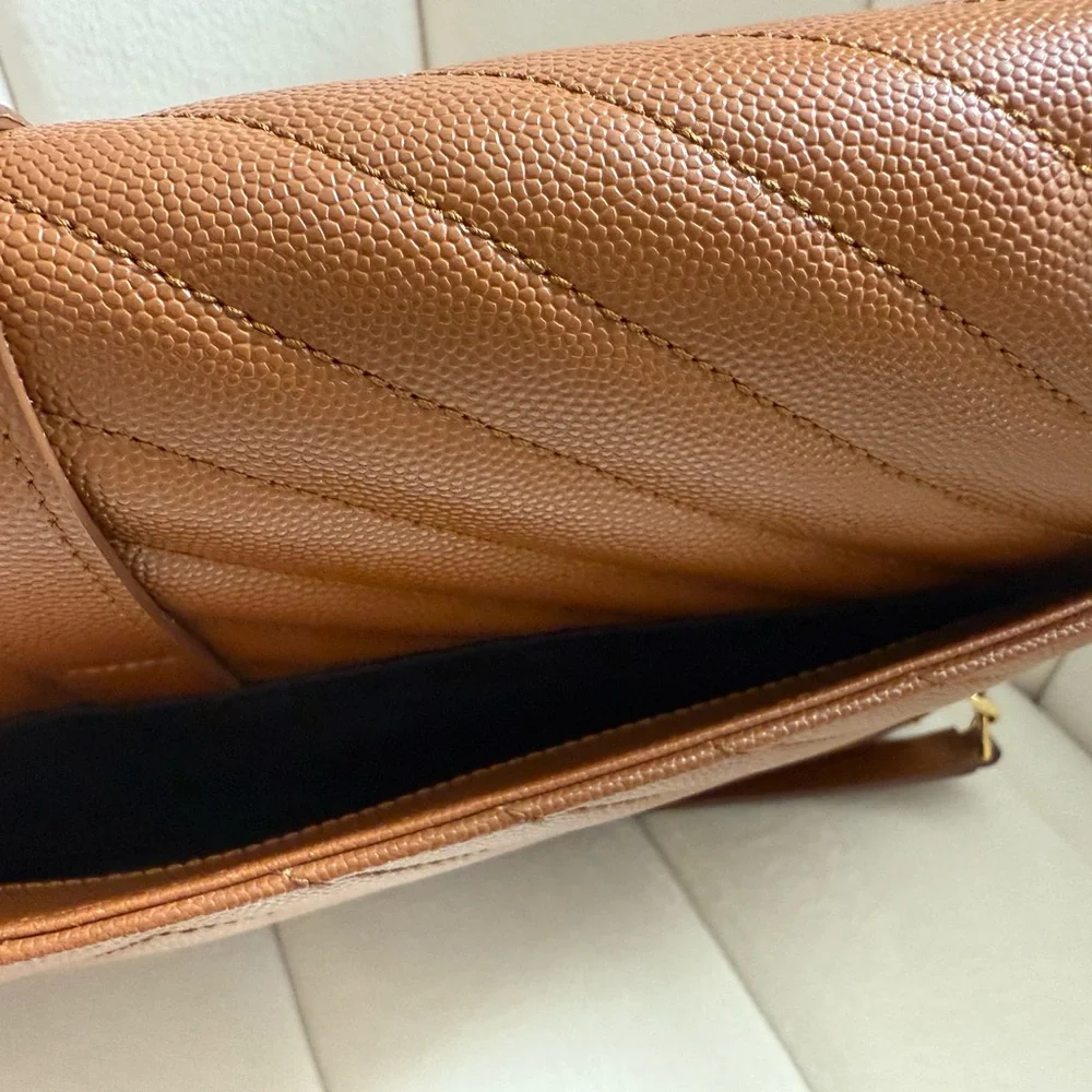 Saint Laurent YSL Brown Quilted Leather Shoulder Bag - Picture 4 of 8